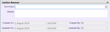 Confirm Removal window