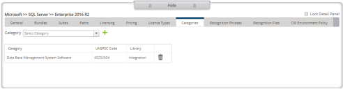 Software Library page: Categories tab