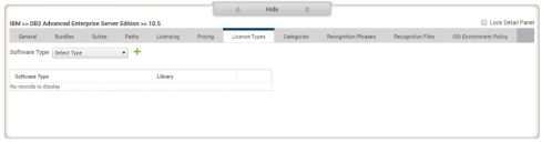 Software Library page: License Types tab