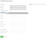 Add/Edit Data Export page