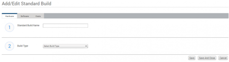 Add/Edit Standard Build page