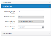 Create Budget page: Period Settings section