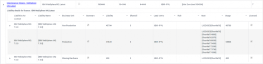 Licenses tab - Detail expansion pane