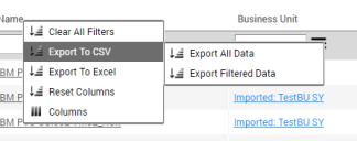 Export Option sub-menu