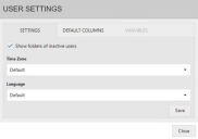 The Settings tab is used to display the folders of inactive users for the current Xtraction session.