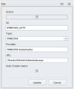 This dialog contains the details about a specific authentication provider.