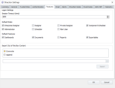 The Features tab displays various settings related to the user experience, as well as an option to import OOTB content.