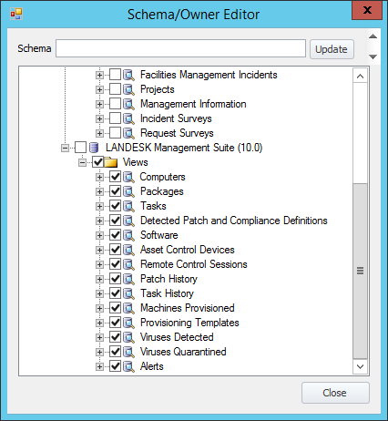 The Schema/Owner Editor is used to modify the schema/owner where the database tables are located.