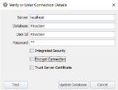 The correct Xtraction database connection settings ensure the installation will work correctly.