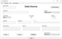 The Data Source dialog enables you to enter values that define the cloud-based or encrypted service.