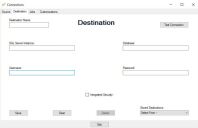 The Destination dialog enables you to enter values for the new SQL Server database.