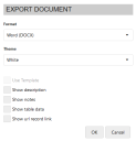 The Export Document dialog is used to configure the export of a document. 