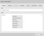 The Group Component dialog is used to define a series.