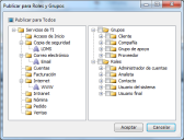 el cuadro de diálogo Publicar para roles y grupos
