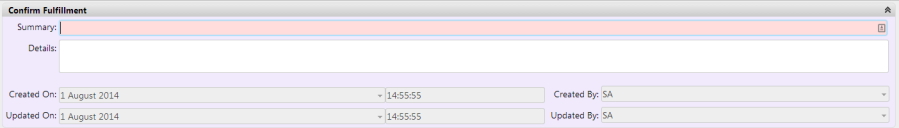 Confirm Fulfillment window