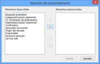 cuadro de diálogo Selección de comportamiento
