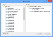 Diálogo de Enlazar tabla de asignación