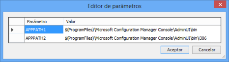 cuadro de diálogo Editor de parámetros