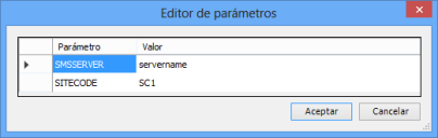 cuadro de diálogo Editor de parámetros