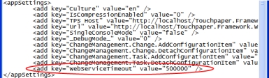 <add key="WebServiceTimeout" value="500000" />
