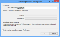 boîte de dialogue Source de processus d'intégration