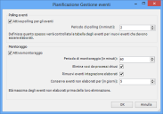 finestra di dialogo Pianificazione Event Manager