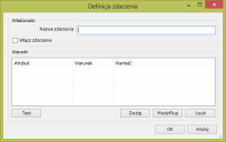 okno dialogowe Definicja zdarzenia