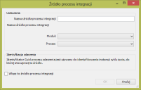 okno dialogowe Źródło procesu integracji