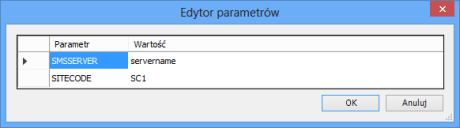 okno dialogowe Edytor parametrów