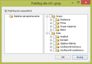 okno dialogowe Publikuj dla ról i grup