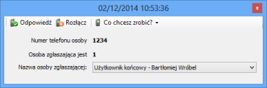 Okno dialogowe Telefonia