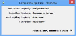 okno dialogowe stanu telefonii