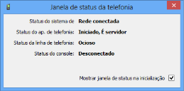 Caixa de diálogo status de telefonia