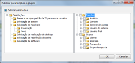 diálogo Publicar para funções e grupos