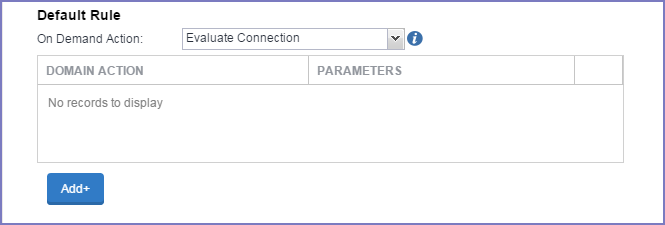 Domain actions table in the Evaluate Connection section.