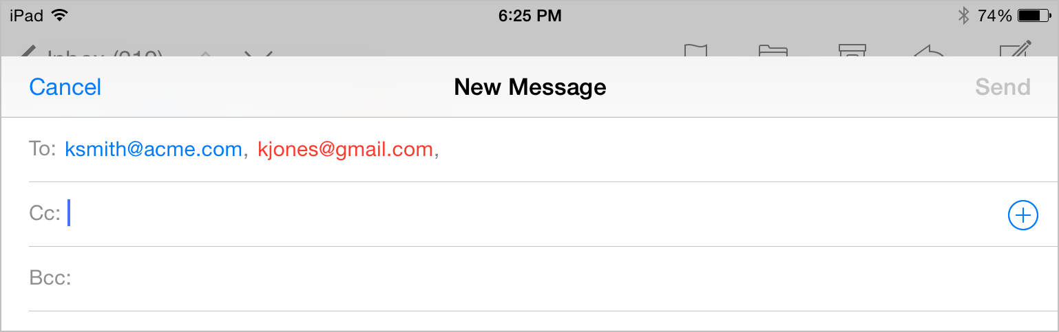 External email addresses are highlighted in red.