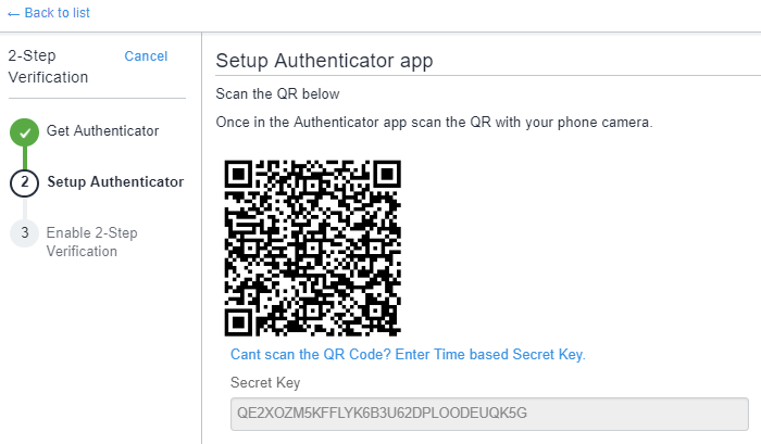 backup codes 2 step google authenticator