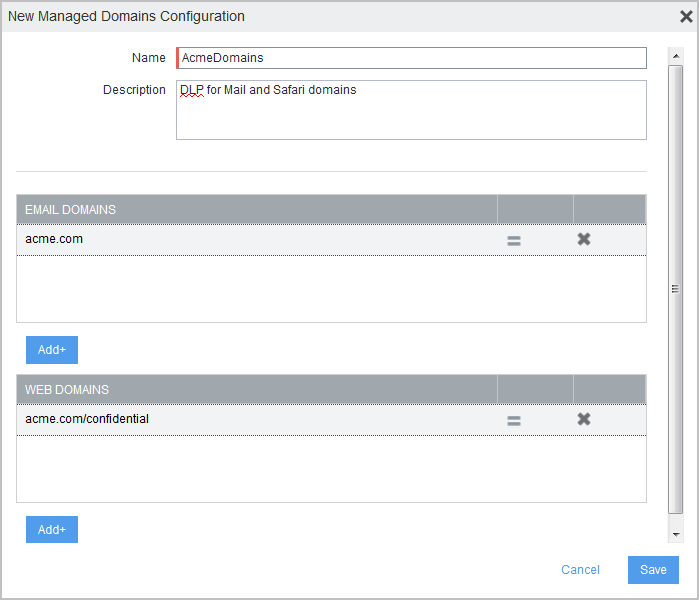 Managed domains configuration example