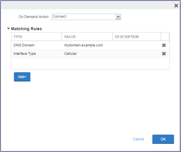 Rule creation dialog box