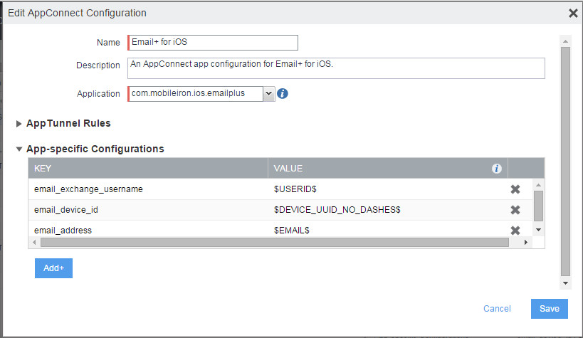 Main steps for Configuring Email+ for iOS (Core)