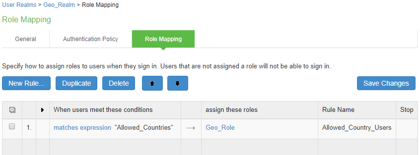 geo Location Country Role Mapping Rule