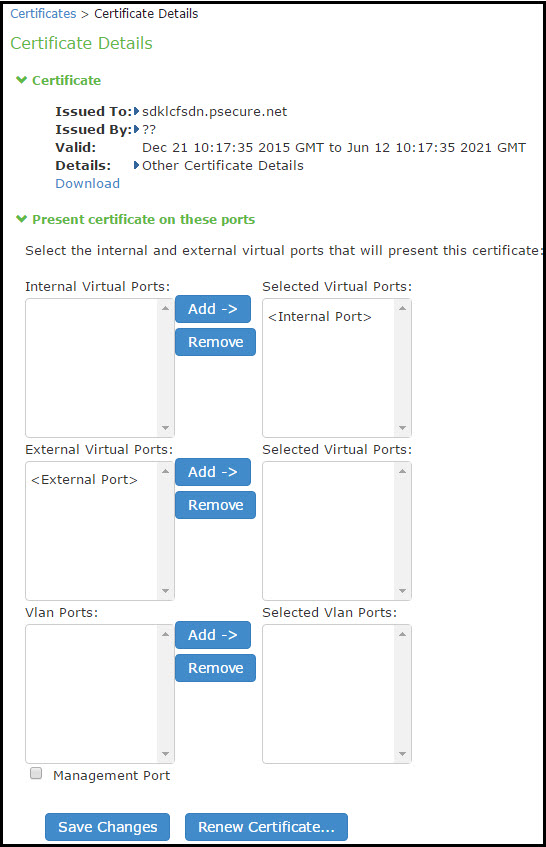 Associating the ECC P-256 with the External Virtual Port