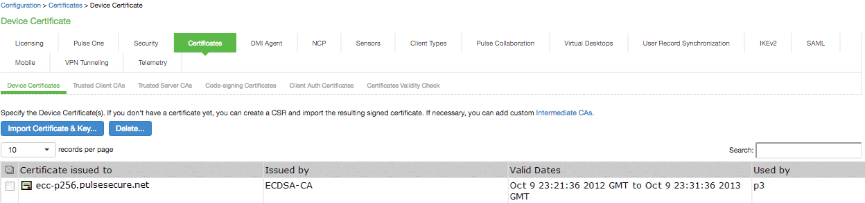 Connecting to a Port Using an ECC Curve P-256 Certificate