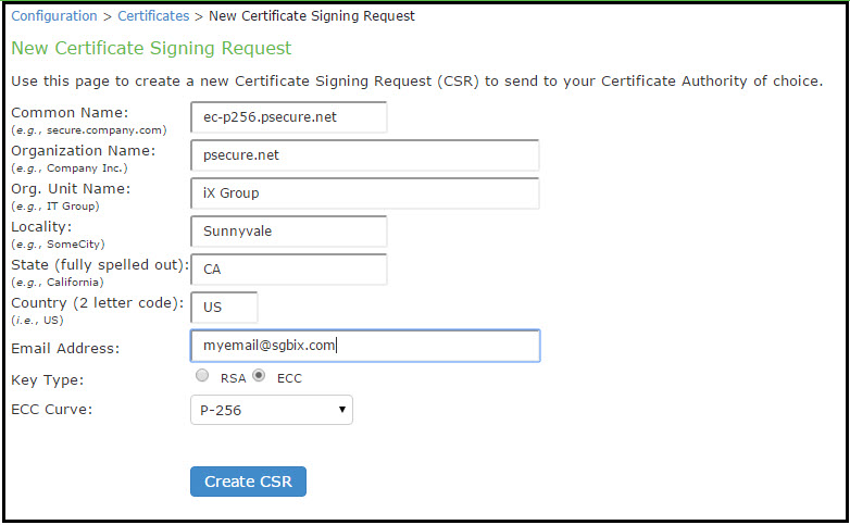 Creating an ECC P-256 Certificate Signing Request