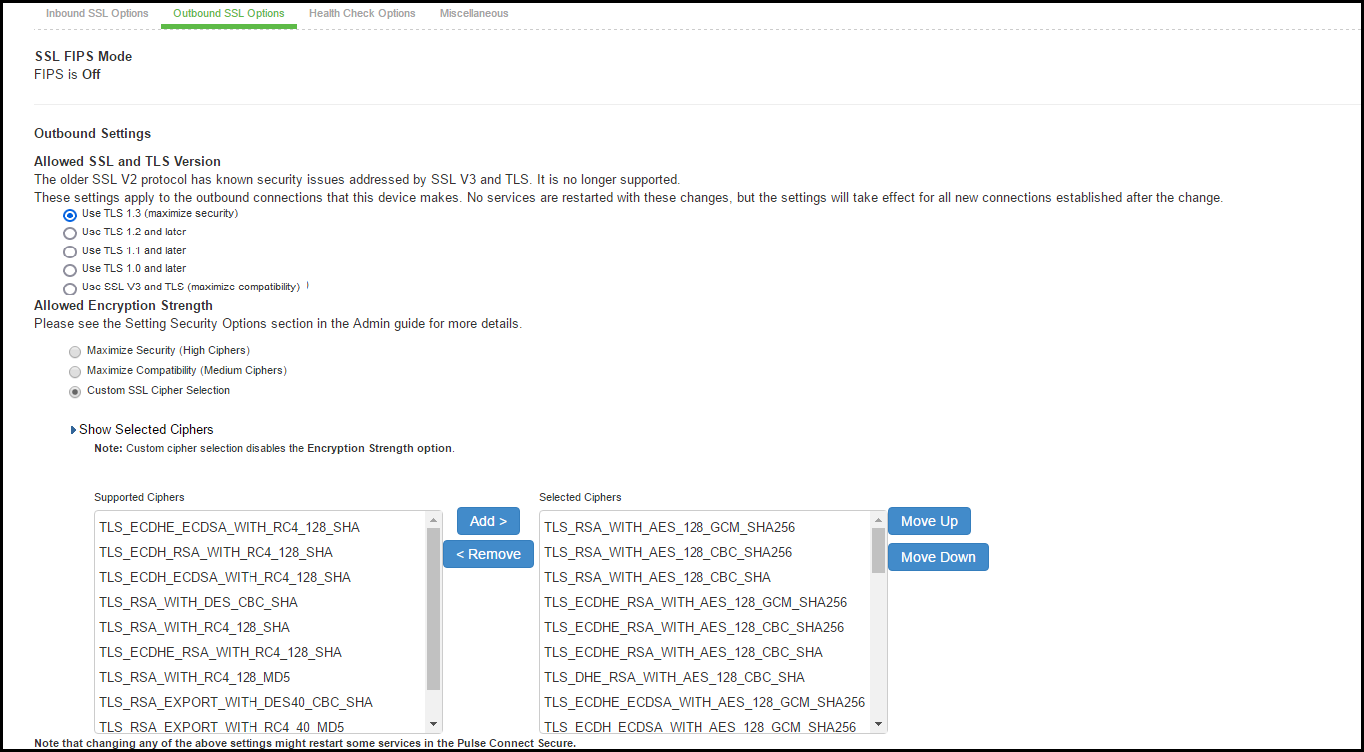 Outbound SSL Settings
