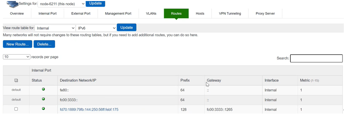Add to Internal Route table