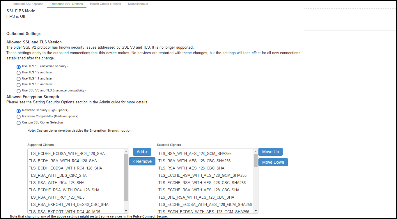 Outbound SSL Settings