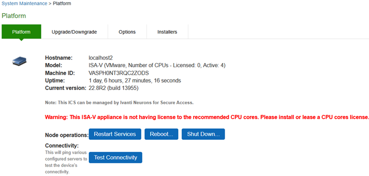 System Maintenance Platform Page