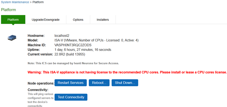 System Maintenance Platform Page