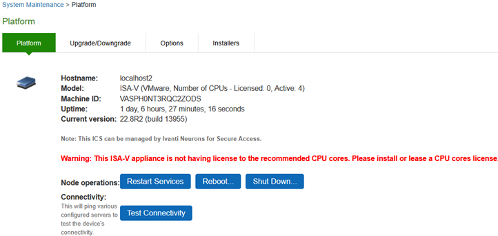 System Maintenance Platform Page